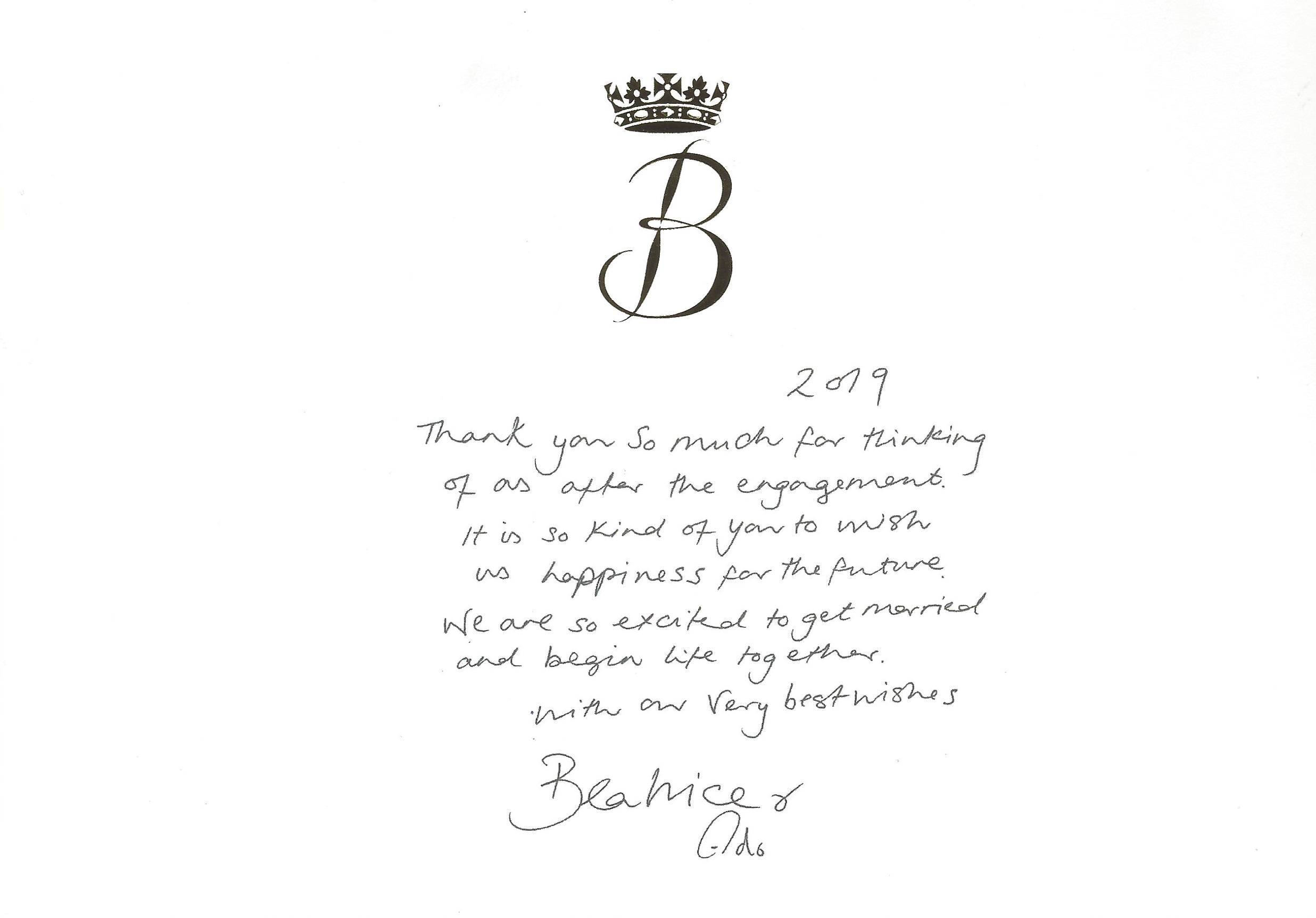 Princess Beatrice Engagement Message